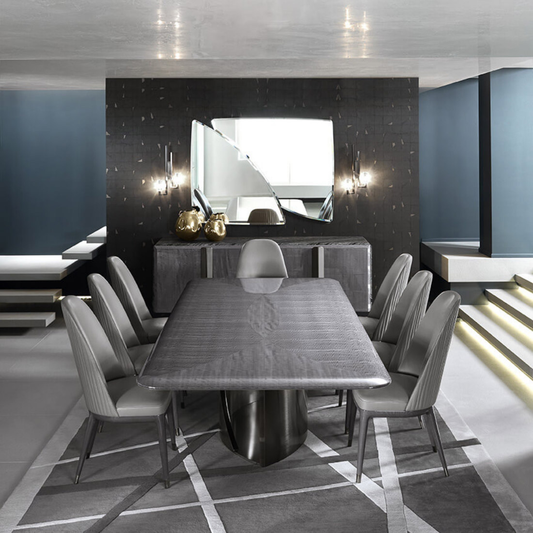 Contemporary style, square shapes and clean lines for a sophisticated